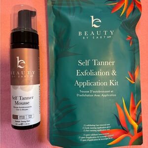 Beauty by Earth self tanner mousse & Self Tanner Exfoliation & Application Kit